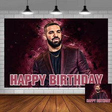 Listing image for Drake Rapper Party Supplies Backdrop Banner Poster Vinyl 5x3ft Theme Party
