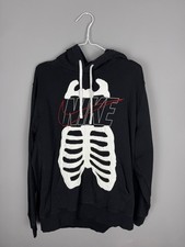 Listing image for Nike Rework Skeleton Hoodie Black Graphic Pullover Sweatshirt Y2K Size L